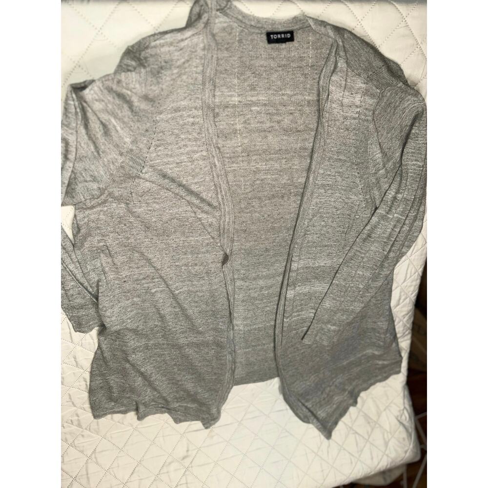Torrid Women’s Size 3 Heather Gray Taupe Open Front Cardigan Long Sleeve